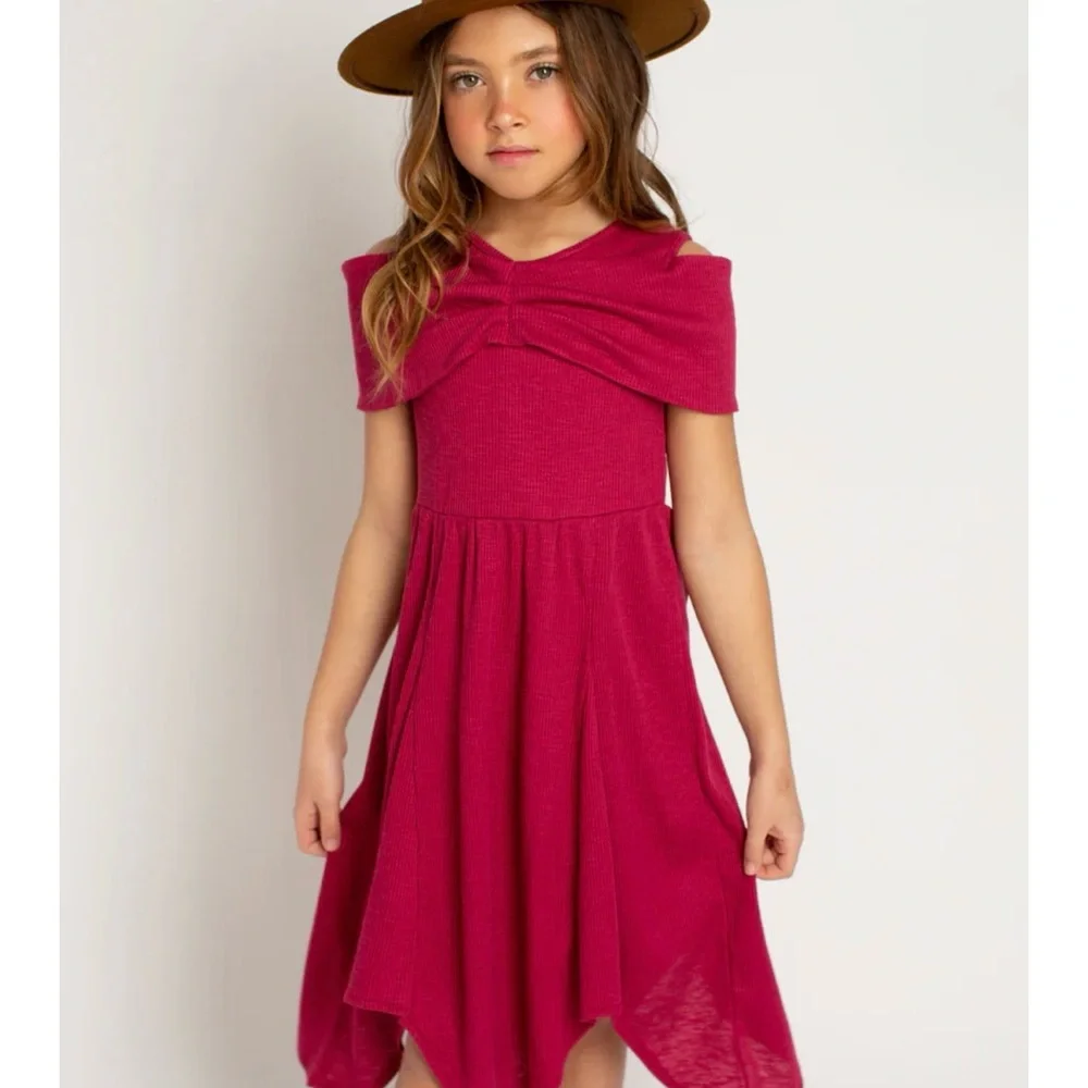 Joyfolie Barberry Off-Shoulder Bow Knit Dress